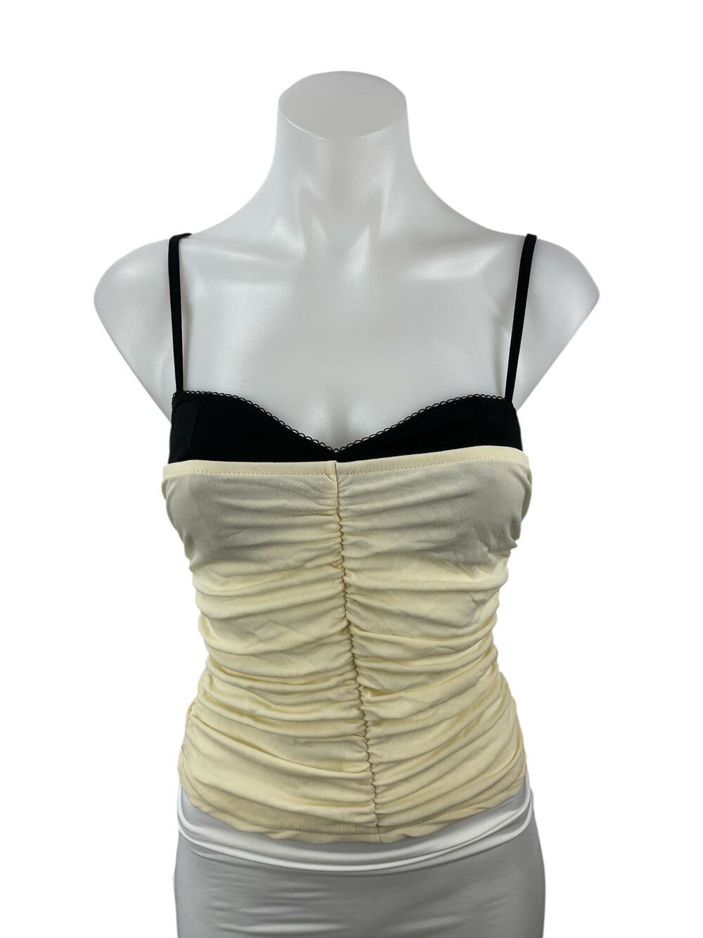 Women's Peek a Boo Bra Colorblock Ruched Mesh Sleeveless Bustier Cami Tank Top S